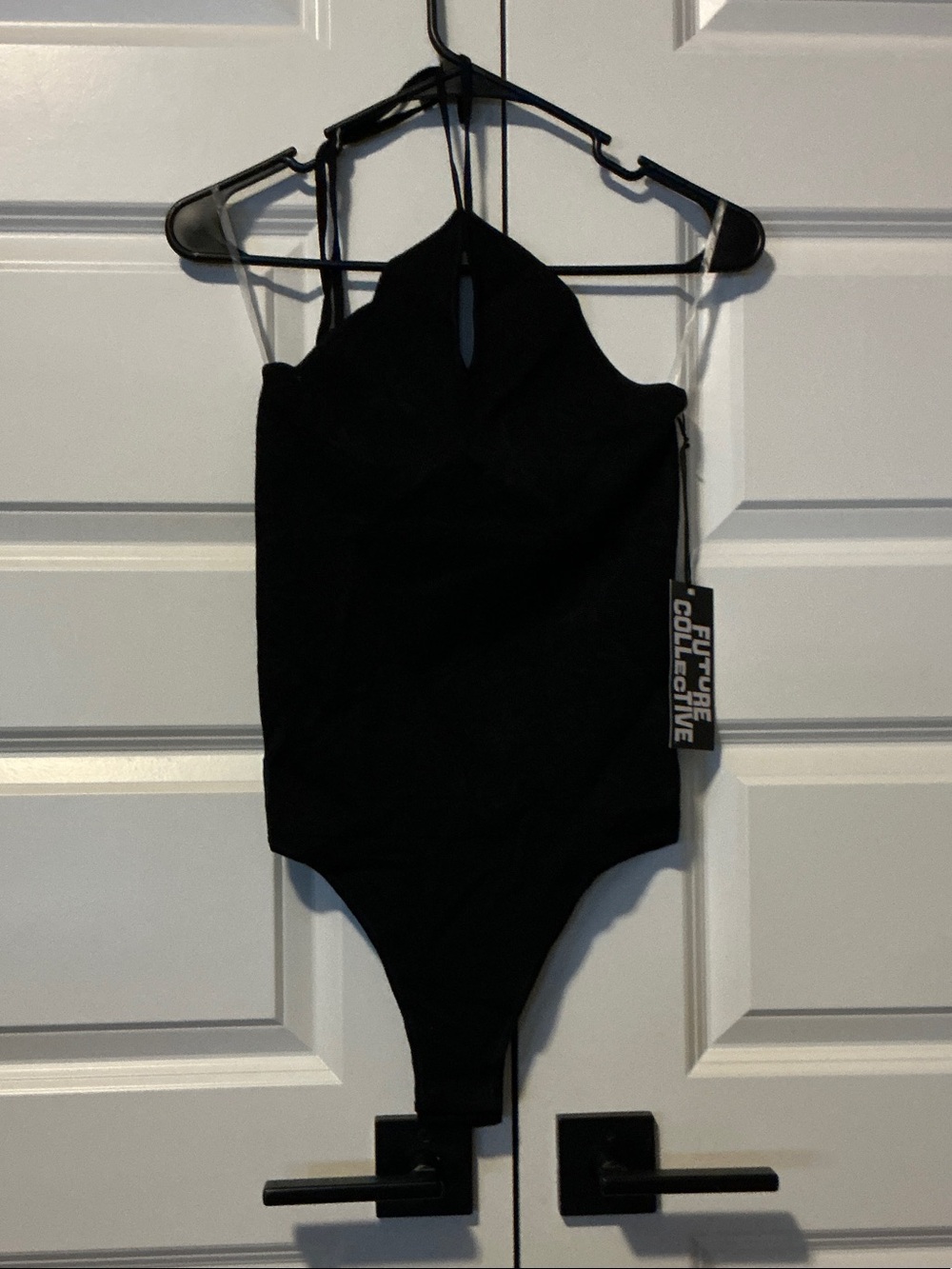 Future Collective Black Halter Bodysuit
